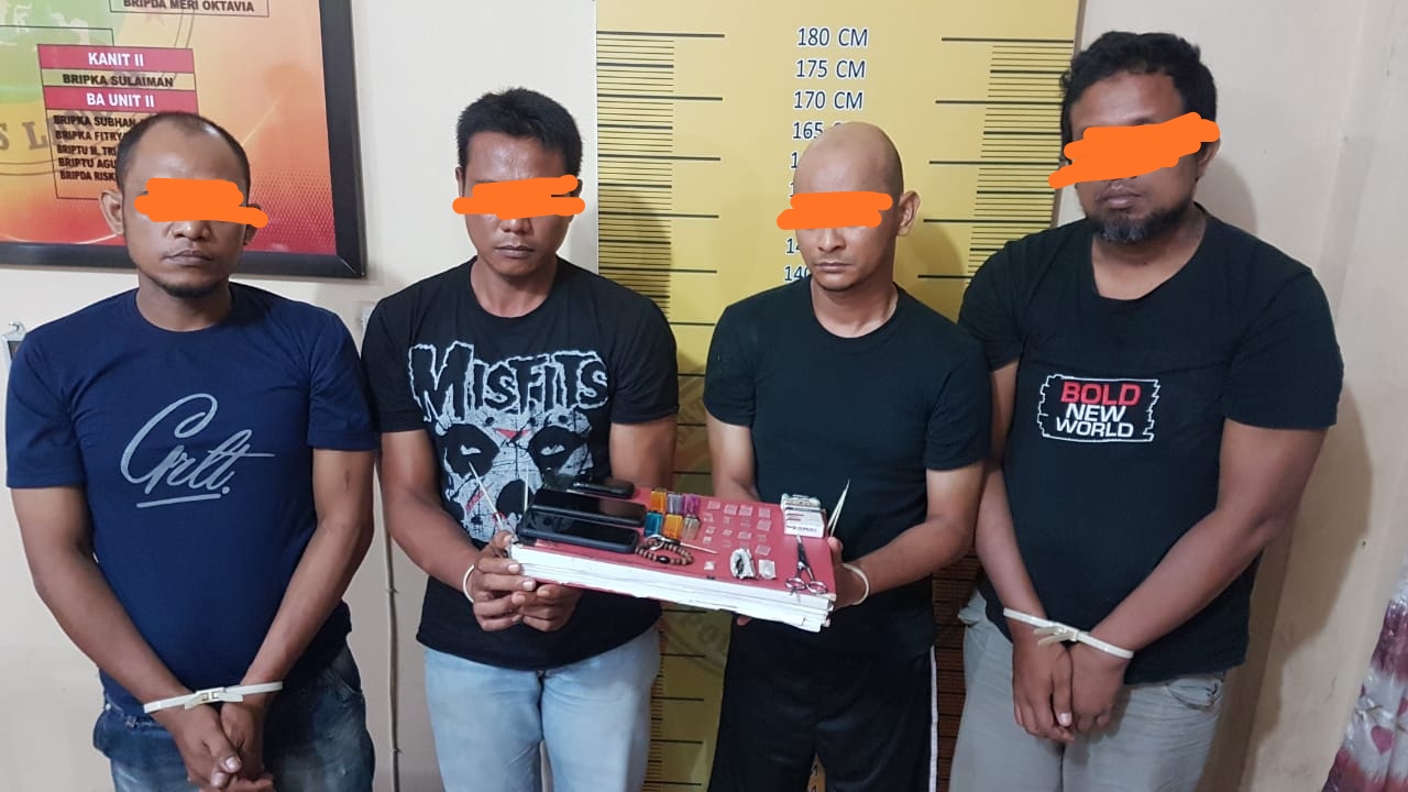 Sedang Asik Nyabu, Empat Pria Diringkus Polisi di Kota Langsa